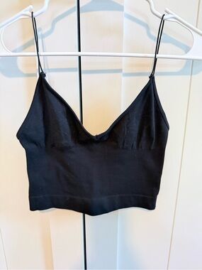 Free People Black Spaghetti Strap Cropped Tank, size M/L